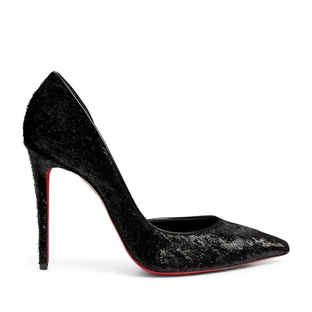 Christian Louboutin IRIZA Velvet Papillon Half Dorsey Heels Pump Shoes size 38.5